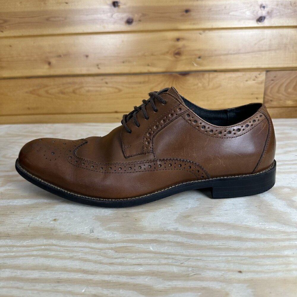 Stacy Adams Mens Garrison 24916-221 Brown Lace Up Oxford Dress Shoes Size 9W